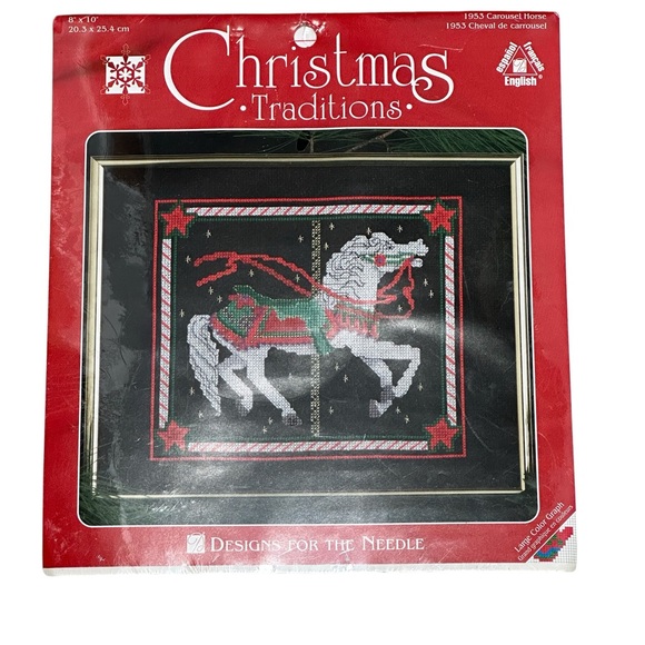 Christmas Traditions Carousel Horse Counted Cross Stitch Kit Vintage 1995 New - Picture 2 of 8